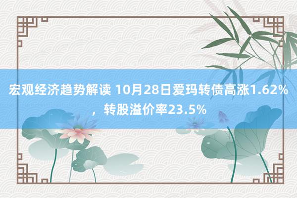 宏观经济趋势解读 10月28日爱玛转债高涨1.62%，转股溢价率23.5%