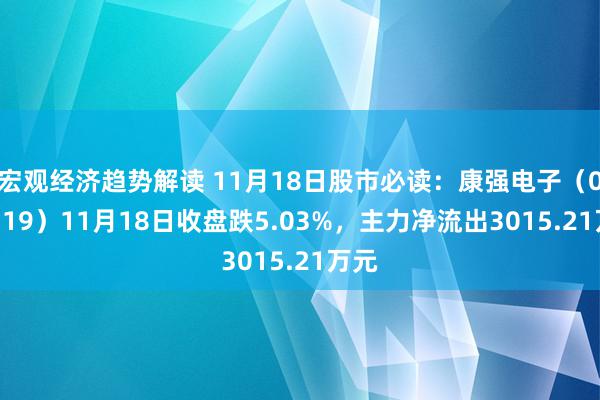 宏观经济趋势解读 11月18日股市必读：康强电子（002119）11月18日收盘跌5.03%，主力净流出3015.21万元