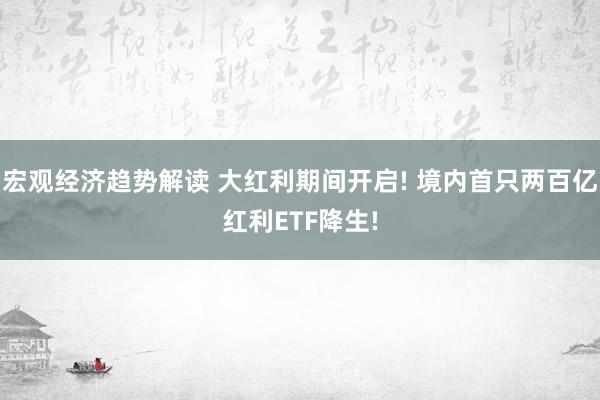 宏观经济趋势解读 大红利期间开启! 境内首只两百亿红利ETF降生!