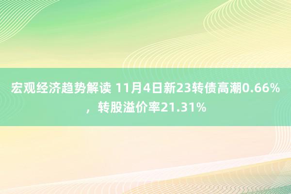 宏观经济趋势解读 11月4日新23转债高潮0.66%，转股溢价率21.31%