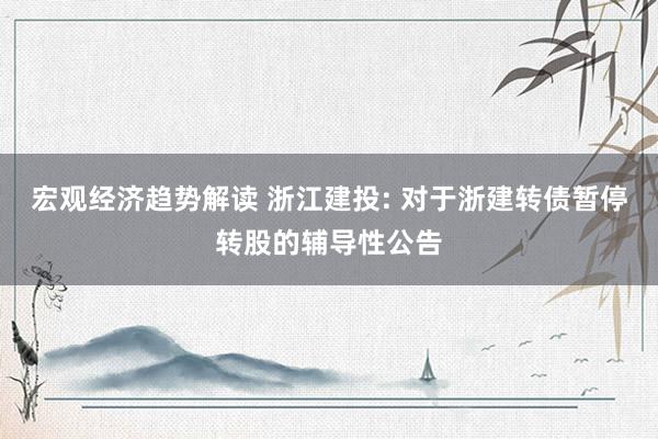 宏观经济趋势解读 浙江建投: 对于浙建转债暂停转股的辅导性公告