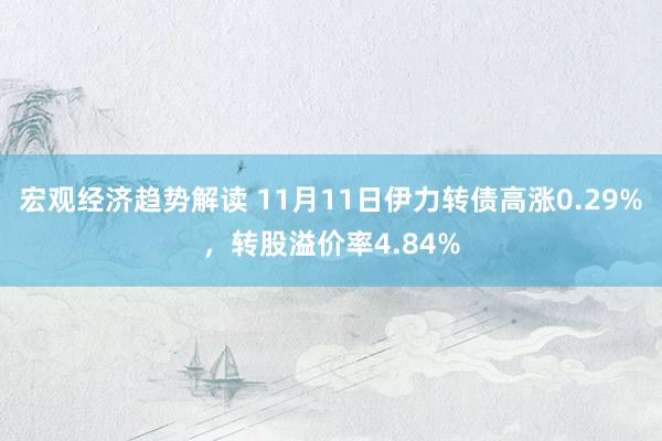 宏观经济趋势解读 11月11日伊力转债高涨0.29%，转股溢价率4.84%