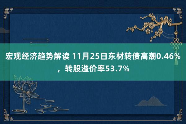 宏观经济趋势解读 11月25日东材转债高潮0.46%，转股溢价率53.7%