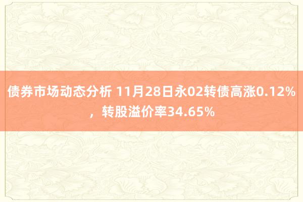 债券市场动态分析 11月28日永02转债高涨0.12%，转股溢价率34.65%