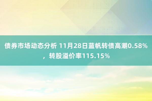 债券市场动态分析 11月28日蓝帆转债高潮0.58%，转股溢价率115.15%