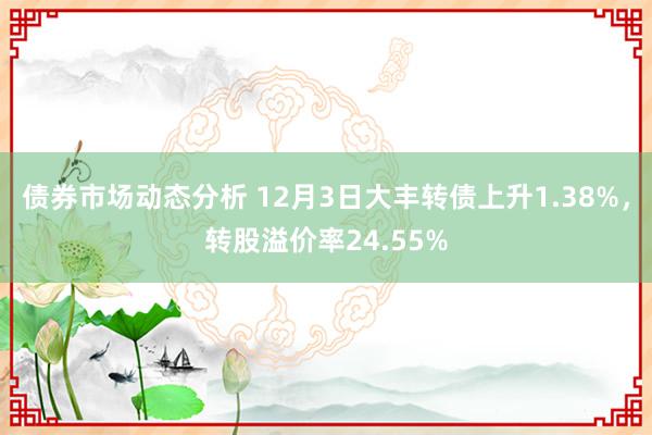 债券市场动态分析 12月3日大丰转债上升1.38%，转股溢价率24.55%