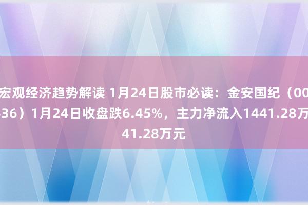 宏观经济趋势解读 1月24日股市必读：金安国纪（002636）1月24日收盘跌6.45%，主力净流入1441.28万元