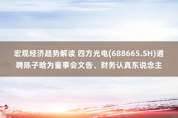 宏观经济趋势解读 四方光电(688665.SH)遴聘陈子晗为董事会文告、财务认真东说念主