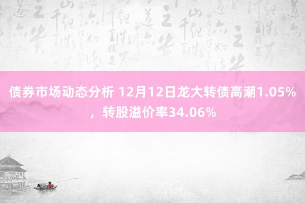 债券市场动态分析 12月12日龙大转债高潮1.05%，转股溢价率34.06%