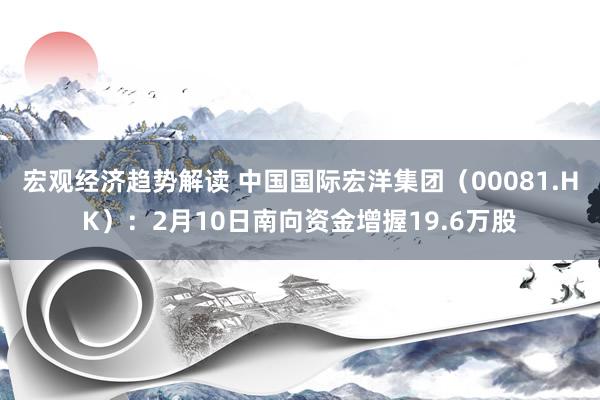 宏观经济趋势解读 中国国际宏洋集团（00081.HK）：2月10日南向资金增握19.6万股