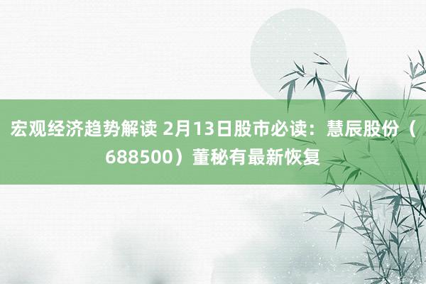 宏观经济趋势解读 2月13日股市必读：慧辰股份（688500）董秘有最新恢复