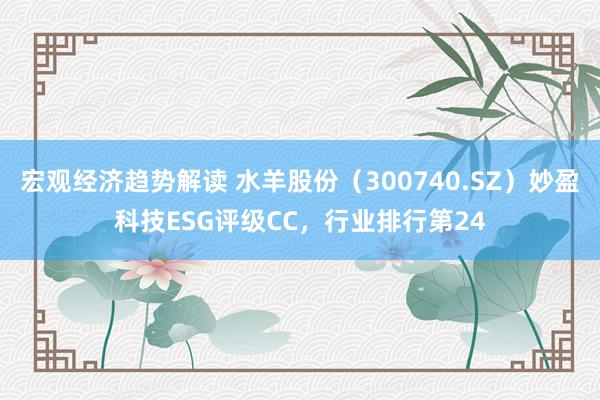 宏观经济趋势解读 水羊股份（300740.SZ）妙盈科技ESG评级CC，行业排行第24