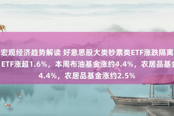 宏观经济趋势解读 好意思股大类钞票类ETF涨跌隔离，纳指100 ETF涨超1.6%，本周布油基金涨约4.4%，农居品基金涨约2.5%