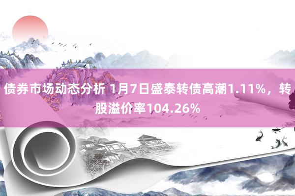 债券市场动态分析 1月7日盛泰转债高潮1.11%，转股溢价率104.26%