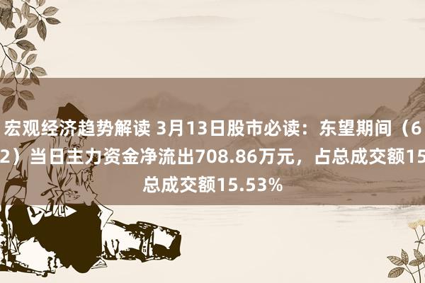 宏观经济趋势解读 3月13日股市必读：东望期间（600052）当日主力资金净流出708.86万元，占总成交额15.53%