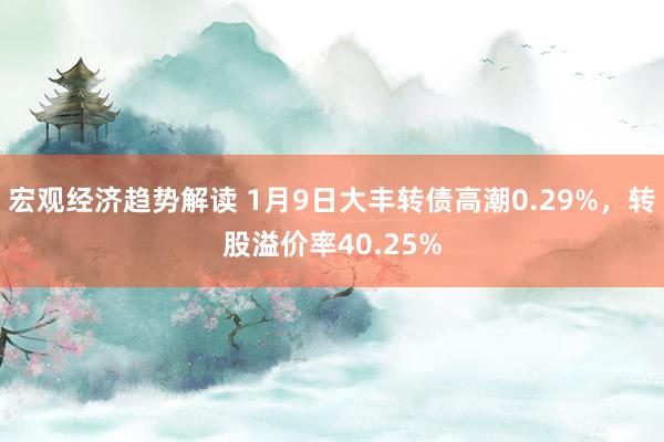 宏观经济趋势解读 1月9日大丰转债高潮0.29%，转股溢价率40.25%