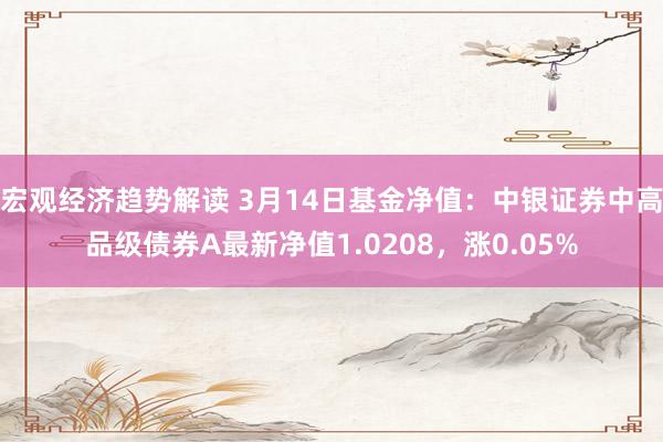 宏观经济趋势解读 3月14日基金净值：中银证券中高品级债券A最新净值1.0208，涨0.05%