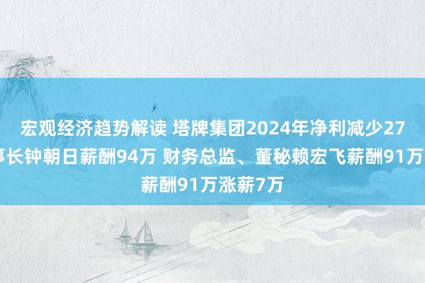 宏观经济趋势解读 塔牌集团2024年净利减少27%：董事长钟朝日薪酬94万 财务总监、董秘赖宏飞薪酬91万涨薪7万